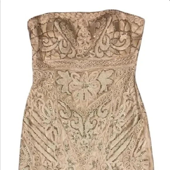 green emerald velvet dress Sue Wong Size 0 Brown Beaded Dress Brown / 0 main image 0